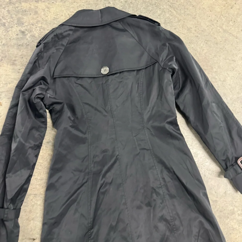 Burberry Women’s Black Ruched Trench Coat Jacket Size S Designer Luxury Classic - Picture 11 of 11